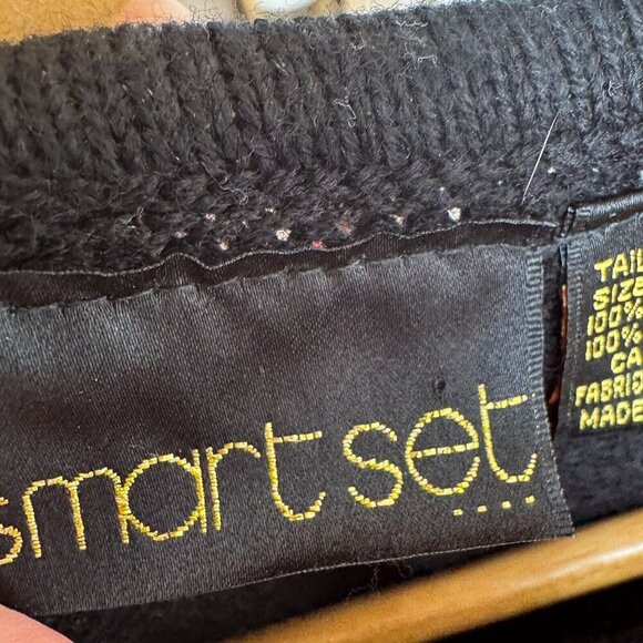 Vintage Smart Set Black Colourful Bow Sequin Holiday Sweater S - Picture 7 of 8